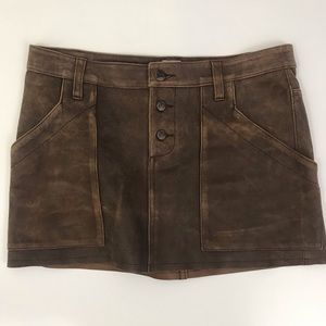 Joie Brown 100% Leather Mini Skirt Size 6